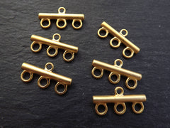 3 Hole Multi Strand Link Connector - 22k Matte Gold Plated - 6 PC