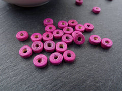 Violet Pink Round Rondelle Heishi Wood Beads Satin Varnished Plain Simple Round Smooth Ball Bead Spacers 8mm Choose 50pcs, 200pcs or 400pcs