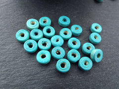 Aqua Blue Round Rondelle Heishi Wood Beads Satin Varnished Plain Simple Round Smooth Ball Bead Spacers 8mm Choose 50pcs, 200pcs or 400pcs