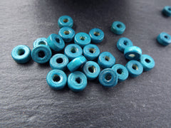Teal Blue Wood Beads, Blue Wooden Beads, Heishi Beads, Round Wood Spacers, Teal Blue Beads, Teal Bead, 8mm Choose 50pcs, 200pcs or 400pcs