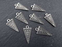 Long Arrow Spear Head Spike Charms Detailed Tribal Ethnic Matte Antique Silver Plated Jewelry Making Supplies Findings Components - 8pc