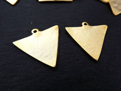 Gold Triangle Charms, Triangle Pendant, Minimalist, Geometric, Organic Texture, Earring Pendant, Necklace Focal, 22k Matte Gold Plated, 2pc