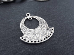 Hammered Chandelier Earring Pendant, Multi Strand Link Connector, Drop Earring Blanks, Necklace Finish, Matte Antique Silver Plated 1pc