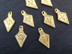 Arrow Shield Spear Head Spike Charms Tribal Ethnic 22k Matte Gold Plated Turkish Jewelry Making Supplies Findings Components - 8pc