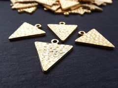 Hammered Triangle Pendant Charm, Minimalist Geometric Earring Necklace Pendant, Jewelry Making Supplies,  22k Matte Gold plated 4pc