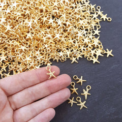 Gold Starfish Charms, Star Charms, Gold Stars, Beach Style, Bracelet Charms, Nautical charms,  Sea Life, Sea Creature, 22k Matte Gold, 12pcs