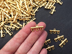 3 Hole Multi Strand Link Connector - 22k Matte Gold Plated - 6 PC