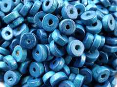 Aegean Blue Wood Beads, Blue Wooden Beads, Heishi Beads, Round Wood Spacers, Blue Beads, Blue Disc Beads, 8mm Choose 50pcs, 200pcs or 400pcs