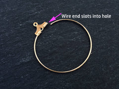 Round Beading Hoop Loops Earring Finding Component - 23mm - 22k Shiny Gold Plated Brass - 2 pairs