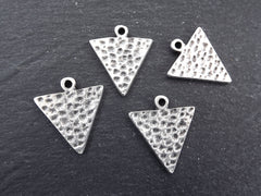 Hammered Triangle Pendant Charms, Minimalist Geometric Earring Necklace Pendant,  Jewelry Making Supplies, Matte Antique silver plated, 4pc