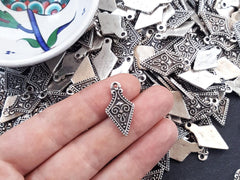 Arrow Shield Spear Head Spike Charms Tribal Ethnic Matte Antique Silver Plated Turkish Jewelry Making Supplies Findings Components - 8pc