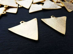 Gold Triangle Charms, Triangle Pendant, Minimalist, Geometric, Organic Texture, Earring Pendant, Necklace Focal, 22k Matte Gold Plated, 2pc