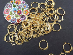 Round Gold Chandelier Earring Pendants, Chandelier Connector, Chandelier Charms, Chandelier Pendants, 9 Loops, 22k Matte Gold Plated 4pc