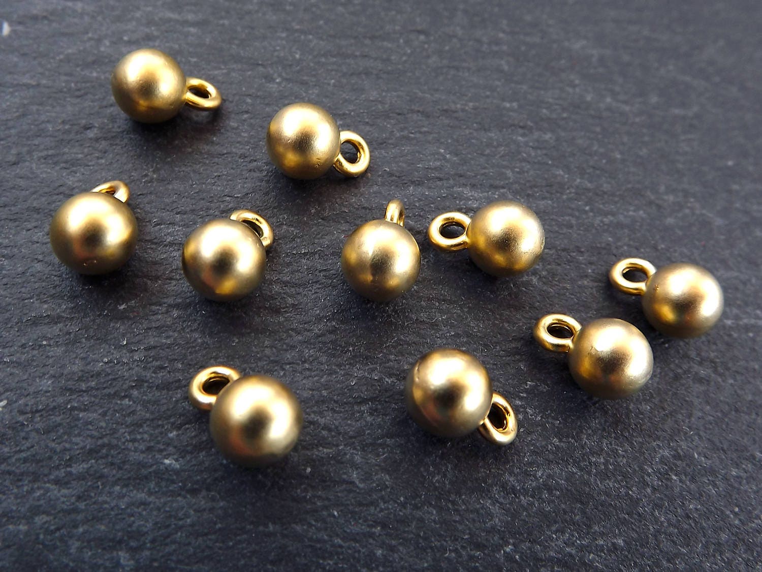 Round Gold Ball Drop Charms Jewelry Making Supplies Findings Metal