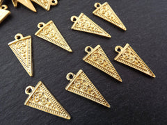 Triangle Spike Charm Pendants, Gold Spike, Gold Triangle, Flower Charms, Bracelet Charm, Earring Pendant, 22k Matte Gold Plated 8pc