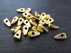 15 Mini Triangle Dagger Spike Beads - Beading Supplies Tribal Style Ethnic Jewelry Making Supplies Craft 22k Matte Gold Plated Brass