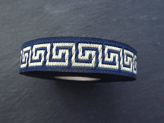 16mm Navy Blue Greek Key Woven Embroidered Jacquard Trim Ribbon Sewing Supplies - 1 Meter  or 3.3 Feet or 1.09 Yards