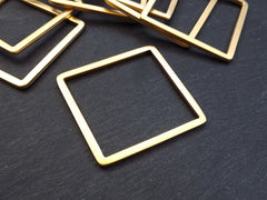 Gold Square Link Pendant, Square Link Component, Geometric Connector Pendant, Linking Ring, Gold Loop, LARGE, 22k Matte Gold Plated, 1pc