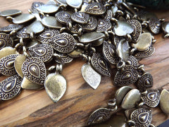 5 Tribal Upside Down Teardrop Charms Ethnic Pendant Bracelet Charm Artisan Jewelry Supplies Findings Non Tarnish Antique Bronze Plated Brass