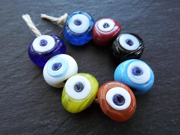 Multi Colored Evil Eye, Evil Eye Beads, Evil Eye Bead, Mixed Evil Eyes, Mixed Beads, Artisan, Greek Eye, Handmade, Nazar, Bead Mix, 16mm 8pc