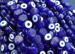 Blue Evil Eye, Evil Eye Beads, Evil Eye Bead, Navy Blue Evil Eye, Evil Eye Glass Bead, Blue Glass Bead, Artisan, Handmade, Nazar, 16 mm, 6pc