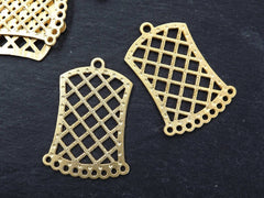 2 Chandelier Rectangle Earring Pendants, Trellis Multi Connector, Gold Connector, Earring Component, 22k Matte Gold plated