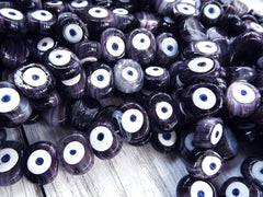 6 Mauve Purple Marble Evil Eye Nazar Glass Bead Traditional Turkish Handmade Protective Lucky Amulet  26 mm VALUE PACK - Turkish Glass Beads