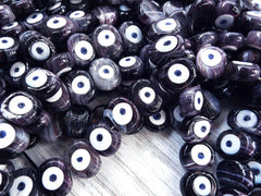 6 Mauve Purple Marble Evil Eye Nazar Glass Bead Traditional Turkish Handmade Protective Lucky Amulet  26 mm VALUE PACK - Turkish Glass Beads