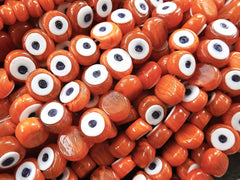 6 Orange Tone Shades Evil Eye Nazar Glass Bead Traditional Turkish Handmade Protective Lucky Amulet 16 mm - VALUE PACK - Turkish Glass Beads