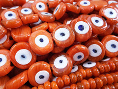 6 Orange Tone Shades Evil Eye Nazar Glass Bead Traditional Turkish Handmade Protective Lucky Amulet  26 mm VALUE PACK - Turkish Glass Beads