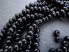BULK - 50 Black Rustic Glass Bead - Traditional Turkish Artisan Handmade - 8mm - Turkish Glass Beads