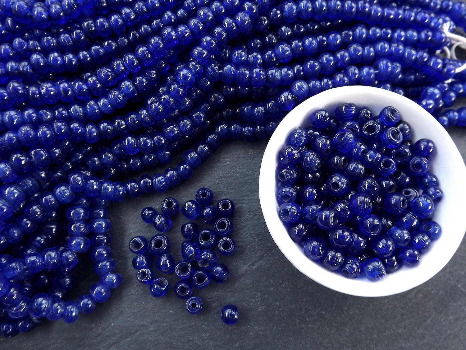 BULK - 50 Navy Blue Rustic Glass Bead - Traditional Turkish Artisan Ha –  LylaSupplies