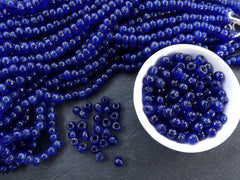 20 Navy Blue Rustic Glass Bead - Traditional Turkish Artisan Handmade - 8mm - Turkish Glass Beads