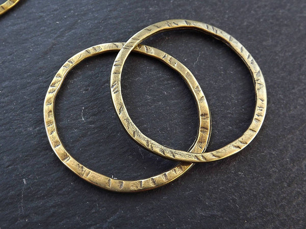 Bronze Ring Circle Link, Round Link Component, Organic Round Ring Pendant, Closed Loop, Bronze Loop, Antique Bronze, 43mm, Medium, 2pc