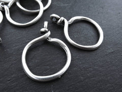 Twisted Circle Ring Closed Loop Pendant Connector Link  - Matte Antique Silver Plated - 2 PC