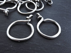 Twisted Circle Ring Closed Loop Pendant Connector Link  - Matte Antique Silver Plated - 2 PC