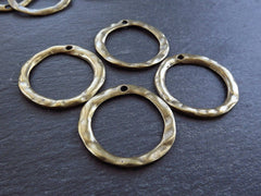 Organic Circle Pendant, Round Ring Closed Loop Pendant Connector with Hole - Antique Bronze Plated - 4 PC