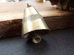 Brass Bell, Bell Pendant, Rustic Bell, Textured Line, Metal Bell, Raw Brass, Tribal Style, Ethnic Pendant, Home Decor, Double Bell, No:6