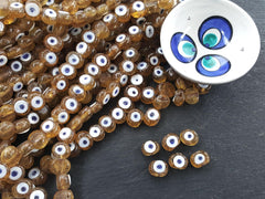 Yellow Evil Eye, Evil Eye Beads, Evil Eye Bead, Caramel, Honey, Evil Eye, Yellow Glass Bead, Artisan, Greek Eye, Handmade, Nazar, 16mm, 6pc