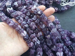Mauve Purple Zig Zag Pinched Wave Artisan Handmade Glass Bead - 15 x 12mm - 10pcs