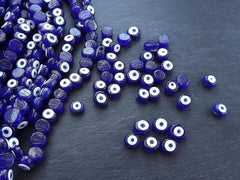 Blue Evil Eye, Evil Eye Beads, Evil Eye Bead, Navy Blue Evil Eye, Evil Eye Glass Bead, Blue Glass Bead, Artisan, Handmade, Nazar, 16 mm, 6pc