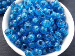 BULK - 50 Aegean Blue Rustic Glass Bead - Traditional Turkish Artisan Handmade - 8mm