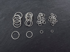 8mm Twisted Etched Jump Rings Antique Matte Silver Plated - 30pcs