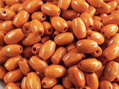 Tangerine Orange Wood Oval Rice Tube Beads Satin Varnished Plain Simple Round Smooth Wooden Bead Spacers 8mm Choose 50pcs, 200pcs or 400pcs