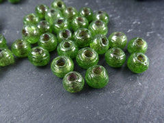 BULK - 50 Moss Green Rustic Glass Bead - Traditional Turkish Artisan Handmade - 8mm - Turkish Glass Beads