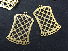 2 Chandelier Rectangle Earring Pendants, Trellis Multi Connector, Gold Connector, Earring Component, 22k Matte Gold plated