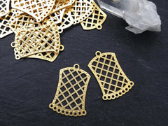 2 Chandelier Rectangle Earring Pendants, Trellis Multi Connector, Gold Connector, Earring Component, 22k Matte Gold plated