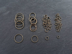 8mm Twisted Etched Jump Rings Antique Bronze Plated - 30pcs