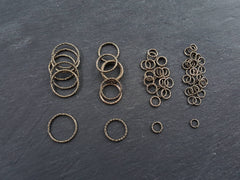 25mm Twisted Etched Jump Rings Antique Bronze Plated- 6pcs