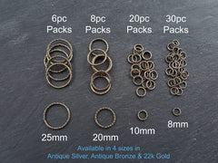 10mm Twisted Etched Jump Rings Antique Bronze Plated - 20pcs